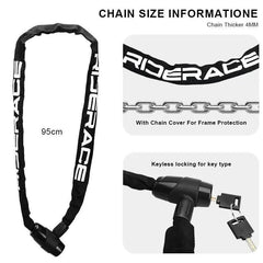 RIDERACE Bicycle Chain Lock Portable Anti-theft High Security MTB