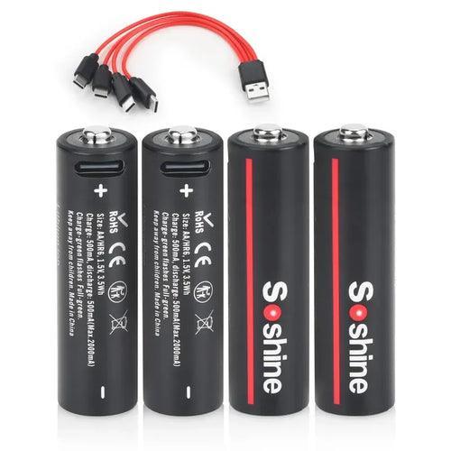 Soshine 1.5V USB 3500mWh Lithium Battery AA Rechargeable Batteries