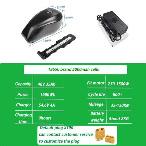 Electric bike battery pack 72v 60v 52v 48v lithium ion battery 15ah to