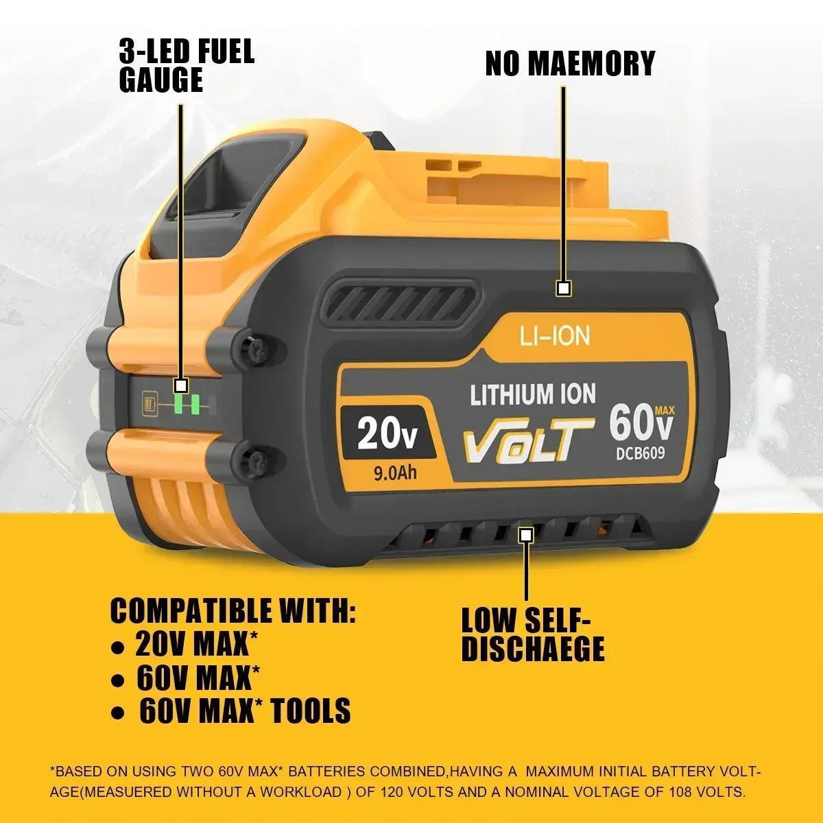 Replacement Battery For DeWalt 20V/60V MAX Li-ion Battery For DeWalt