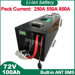 72V 100Ah Li ion With Charger Built-in 220A 340A BMS Lithium Polymer