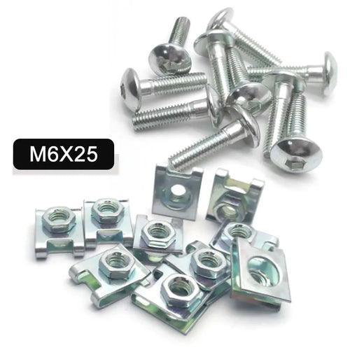 Pack of 10 Set M6 Sliver Motorcycle Scooter ATV Moped Plastic Cover