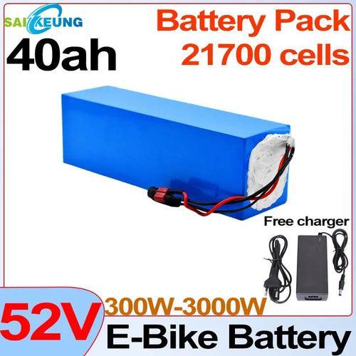 52V Li-Ion Batterij 20ah 1000W Akku 25ah 30ah 35ah 40ah 2000W Bateria