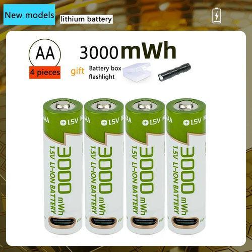 New 1.5V AA battery Rechargeable lithium battery 3000mWh