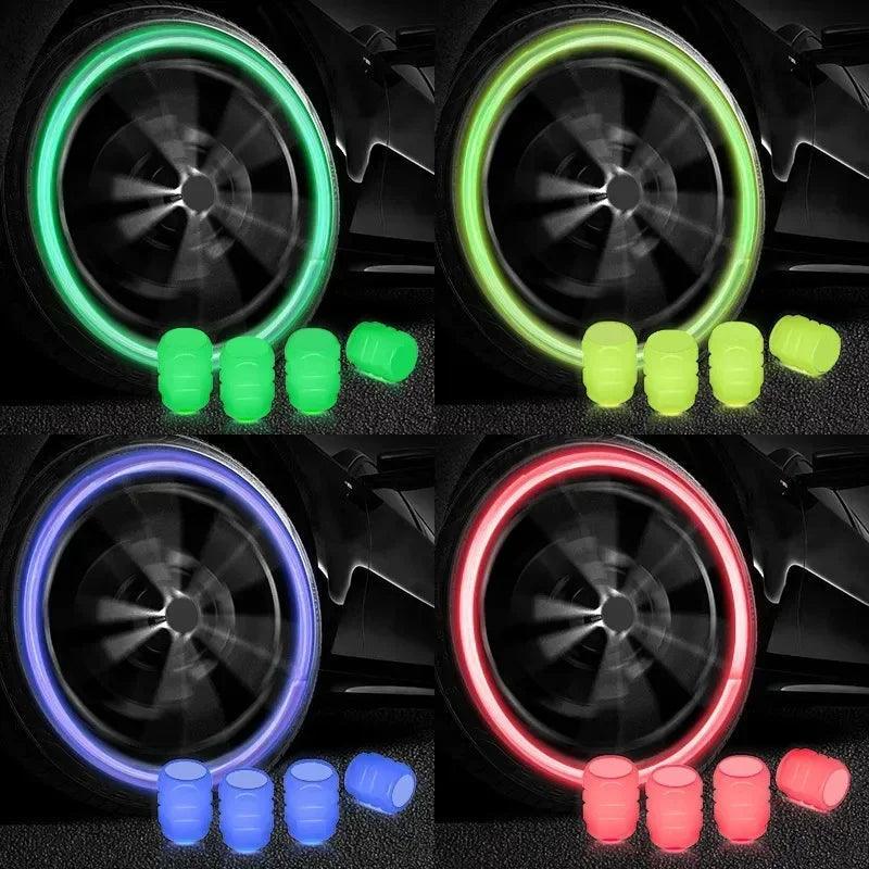 Luminous Night Glowing Motorcycle Wheel Tyre Valve Caps Decors For