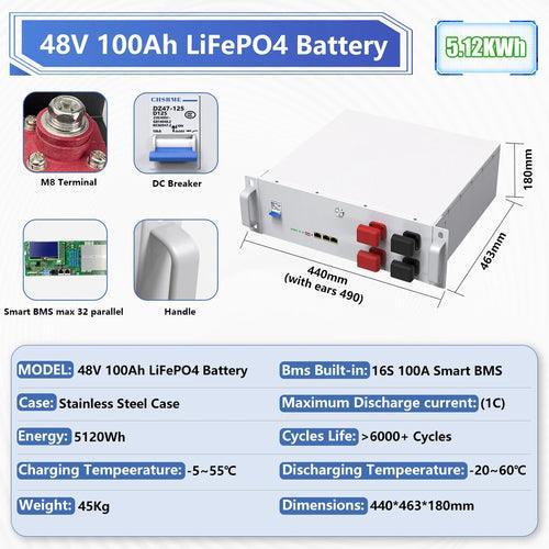 LiFePO4 24V 300Ah 200Ah 12V 100Ah 140Ah 48V Battery Pack 7680Wh Grade