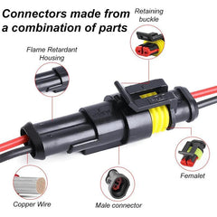 2 Pin Way Plug Waterproof Automotive Car Wire Electrical Connectors