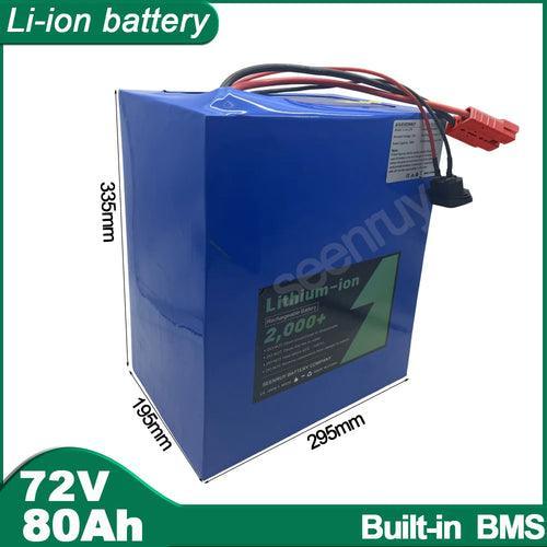 72V 80Ah Li-ion With Charger Lithium Polymer Battery Perfect For 5000W