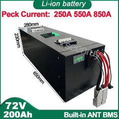 72V 200Ah Li ion With Charger Built-in 100A 220A 340A BMS Lithium
