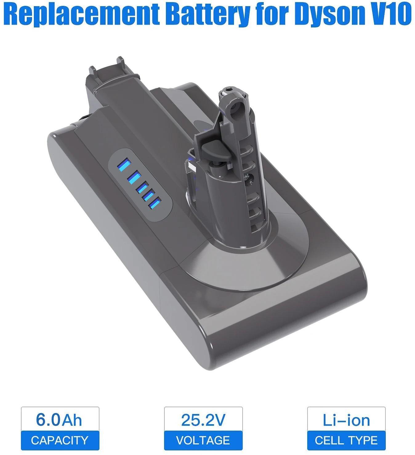 V10 Replacement Battery Lithium-ion 25.2V 6000mA For Dyson V10 Cleaner