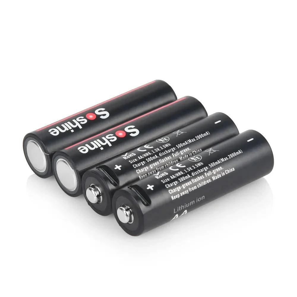 Soshine 1.5V USB 3500mWh Lithium Battery AA Rechargeable Batteries