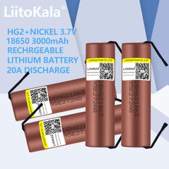 Hot 1-10pcs LiitoKala HG2 18650 3000mAh battery 3.6V discharge 20A