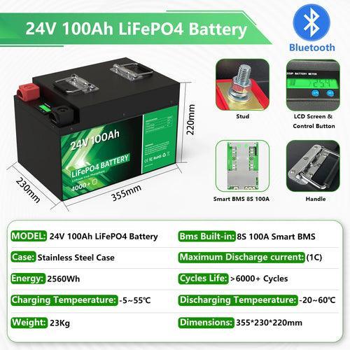 LiFePO4 24V 300Ah 200Ah 12V 100Ah 140Ah 48V Battery Pack 7680Wh Grade