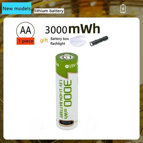 New 1.5V AA battery Rechargeable lithium battery 3000mWh