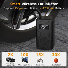 2 in 1 Portable Electric Tire Inflator Pump Power Bank Car Air