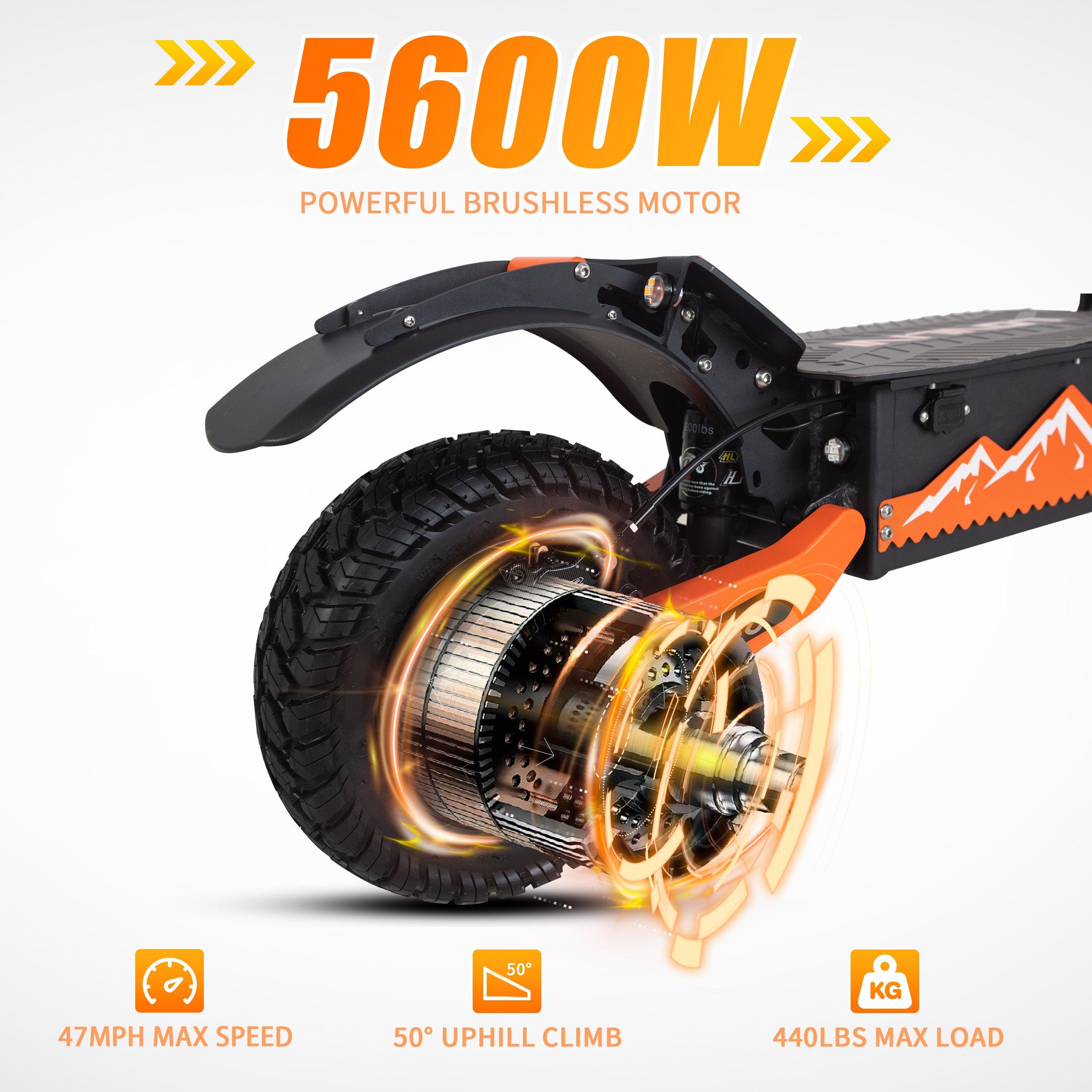 Arwibon 5600W Adult Electric Scooter Dual Motor Top Speed 50MPH,60V27AH, 11-inch Off-Road Tires Sport Folding eScooter with Seat