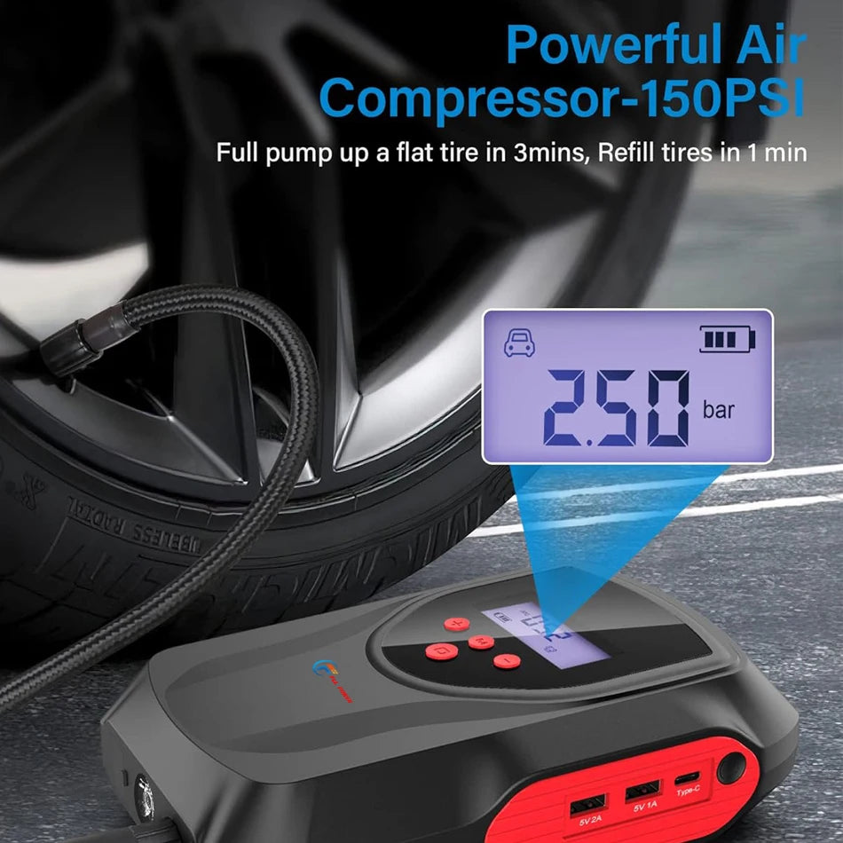 2 in 1 car jump starter Tire Inflator Portable Air Compressor 150PSI