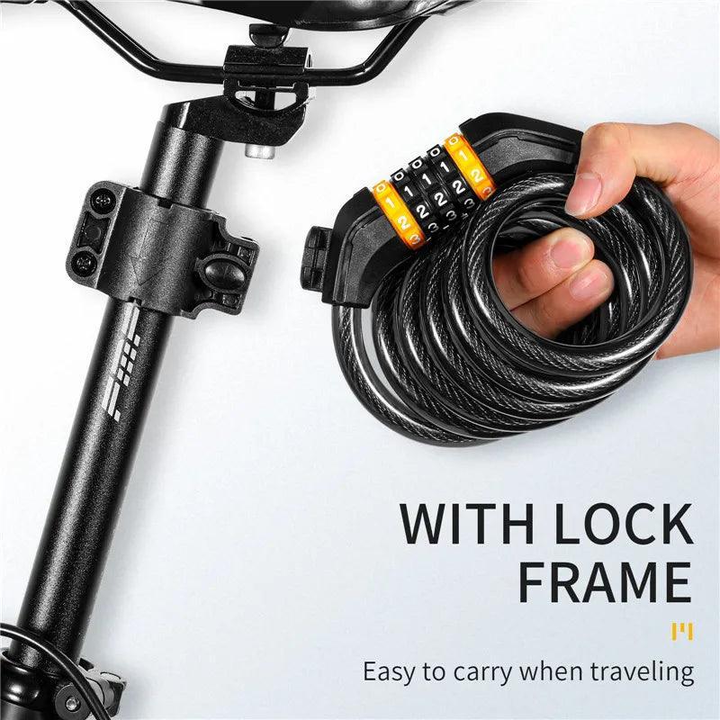 WEST BIKING Bicycle Cable Lock MTB Road Bike Security Steel Cable