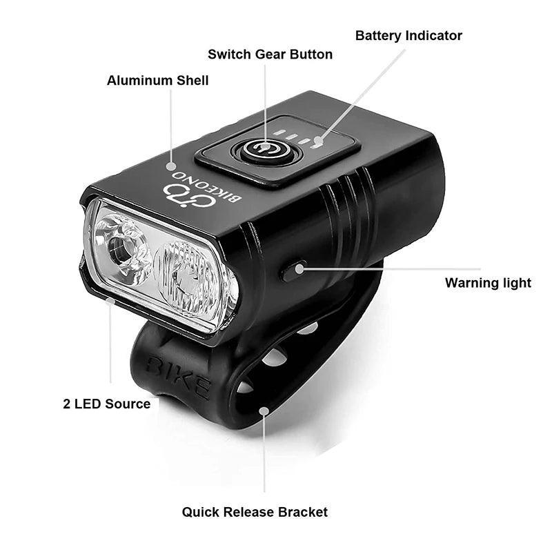 Bicycle Light T6 LED Front USB Rechargeable MTB Mountain Bicycle Lamp