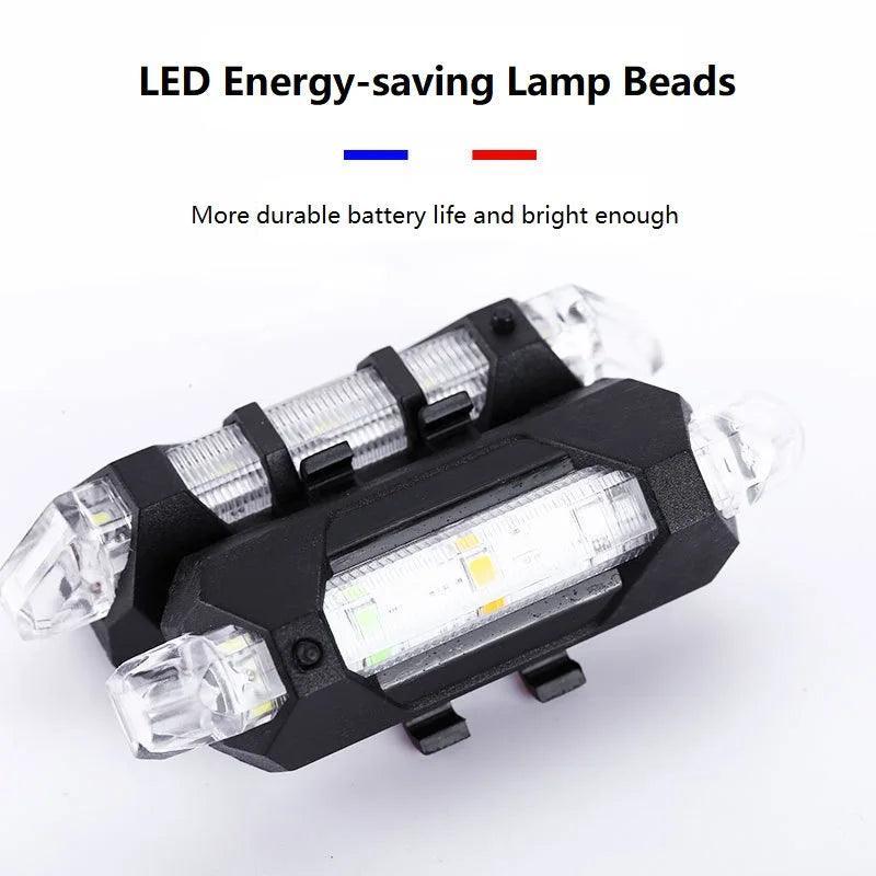 USB Rechargeable Waterproof Mountain Bike Lamp Warning Cycling