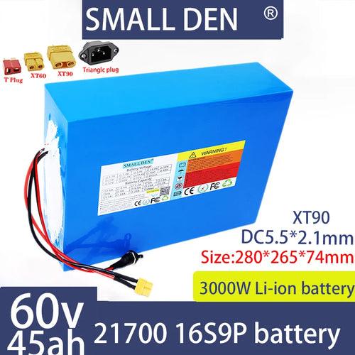 60V 45AH lithium battery 16S9P 21700 rechargeable battery, suitable