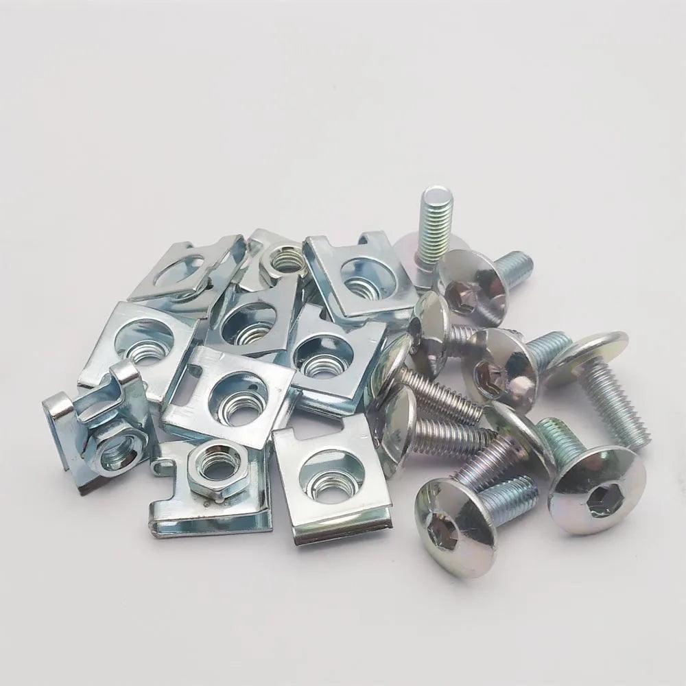 Pack of 10 Set M6 Sliver Motorcycle Scooter ATV Moped Plastic Cover
