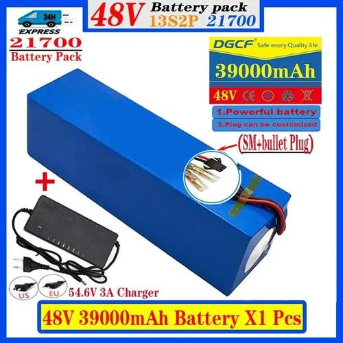 High Capacity 13S2P 48v 39000mAh 21700 Li-ion Battery For Bafang