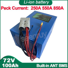 72V 100Ah Li ion With Charger Built-in 100A 220A 340A BMS Lithium
