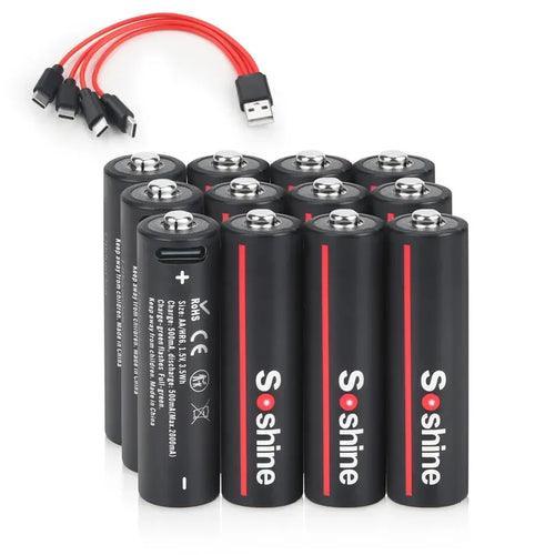 Soshine 1.5V USB 3500mWh Lithium Battery AA Rechargeable Batteries