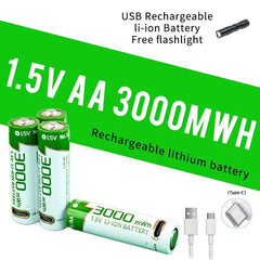 New 1.5V AA battery Rechargeable lithium battery 3000mWh