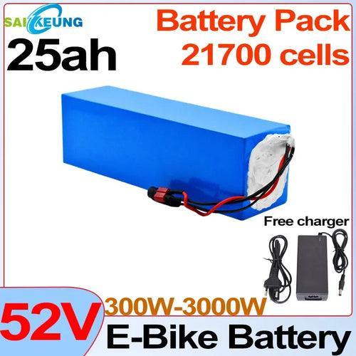 52V Li-Ion Batterij 20ah 1000W Akku 25ah 30ah 35ah 40ah 2000W Bateria