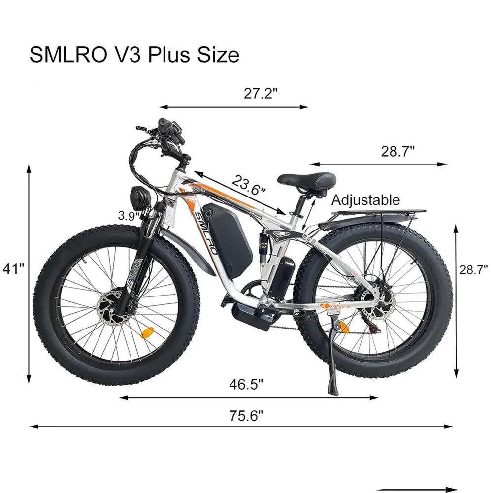 Ebike Smlro V3 Pro 48V22.4AH 2000W Dual Motor Electric Bicycle 26*4.0