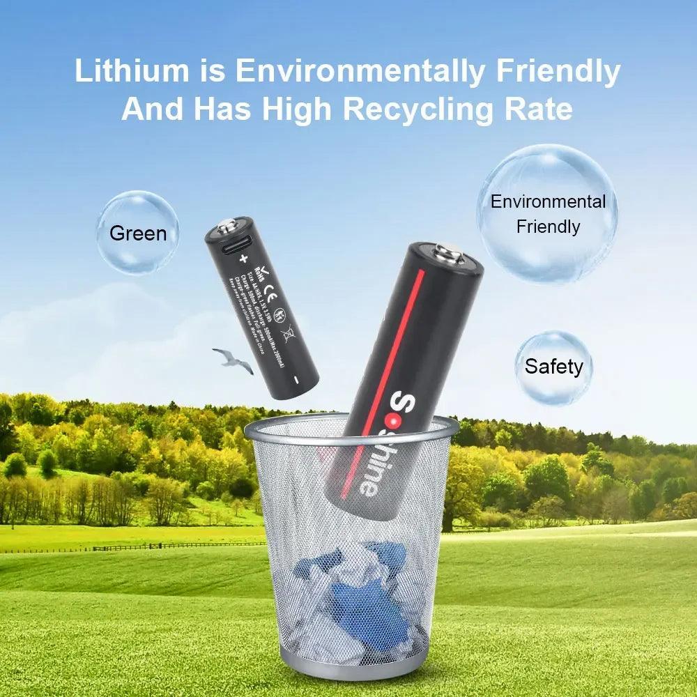 Soshine 1.5V USB 3500mWh Lithium Battery AA Rechargeable Batteries