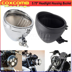 Universal Motorcycle 5.75" Round Headlight Housing Bucket With Visor