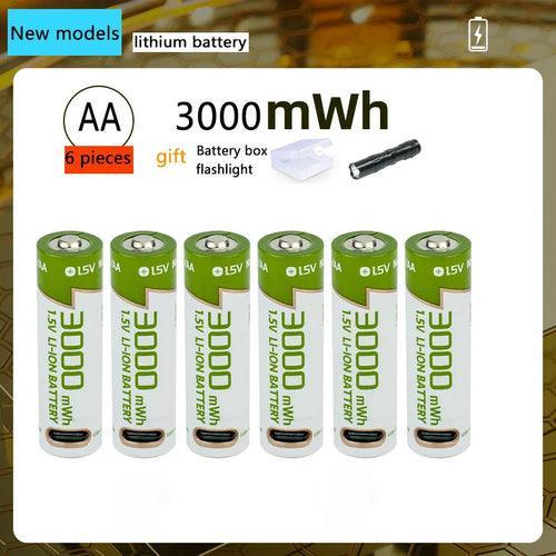 New 1.5V AA battery Rechargeable lithium battery 3000mWh