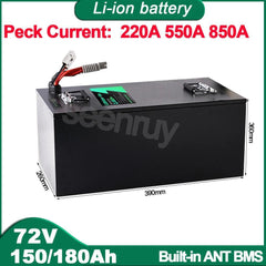 72V 150Ah 180AH Li-ion With Charger 220A 340A Lithium Polymer Battery