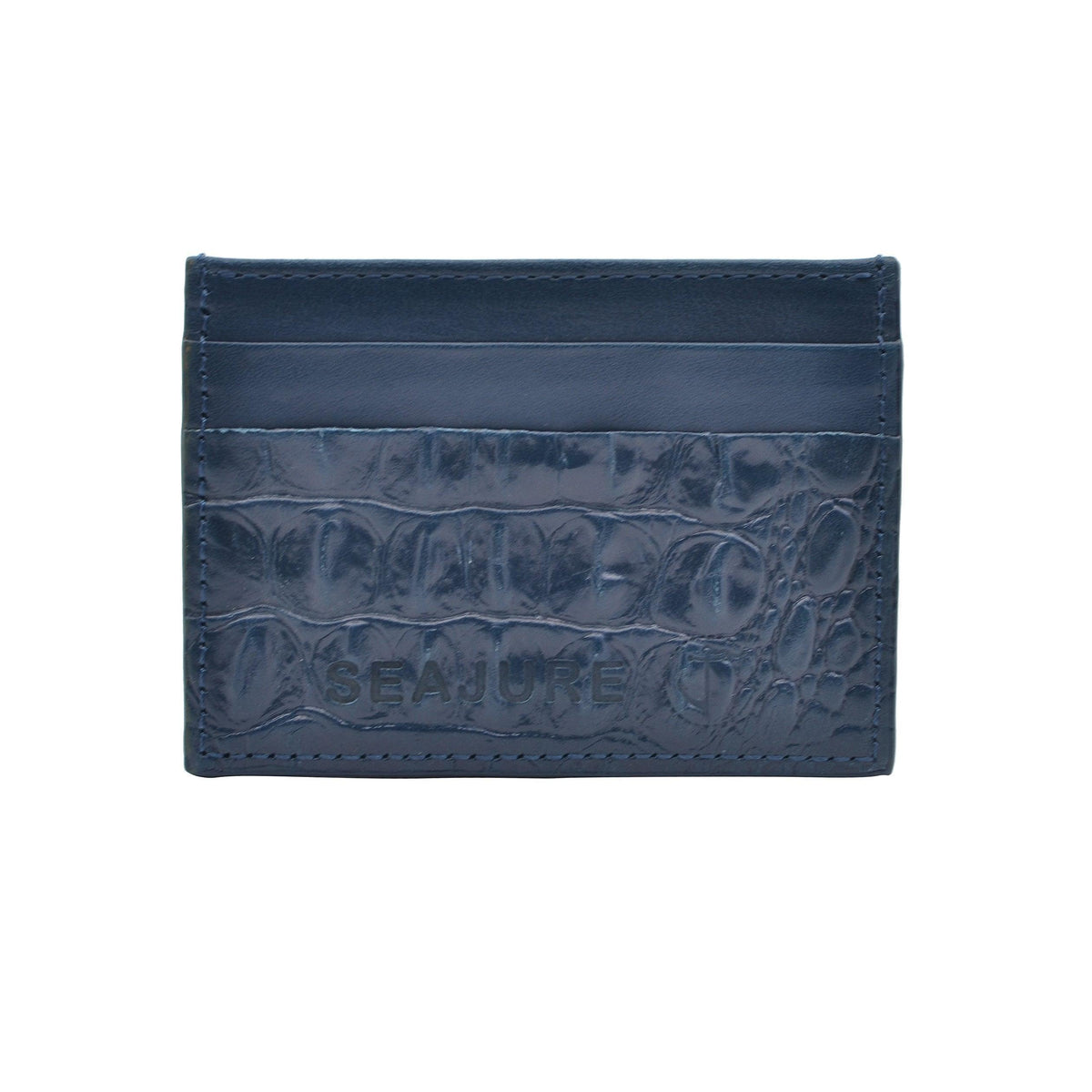 Croc Embossed Leather Card Holder