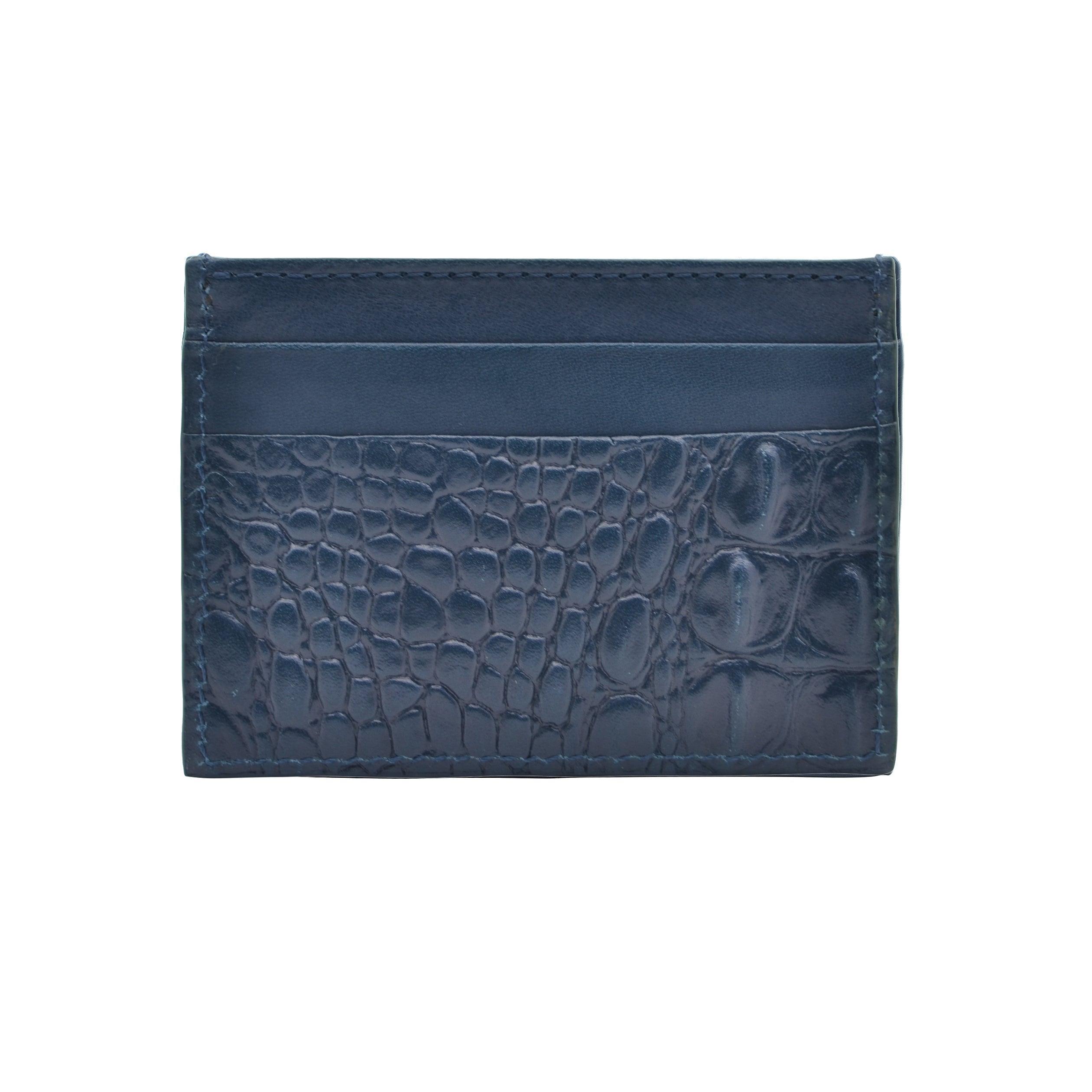 Croc Embossed Leather Card Holder