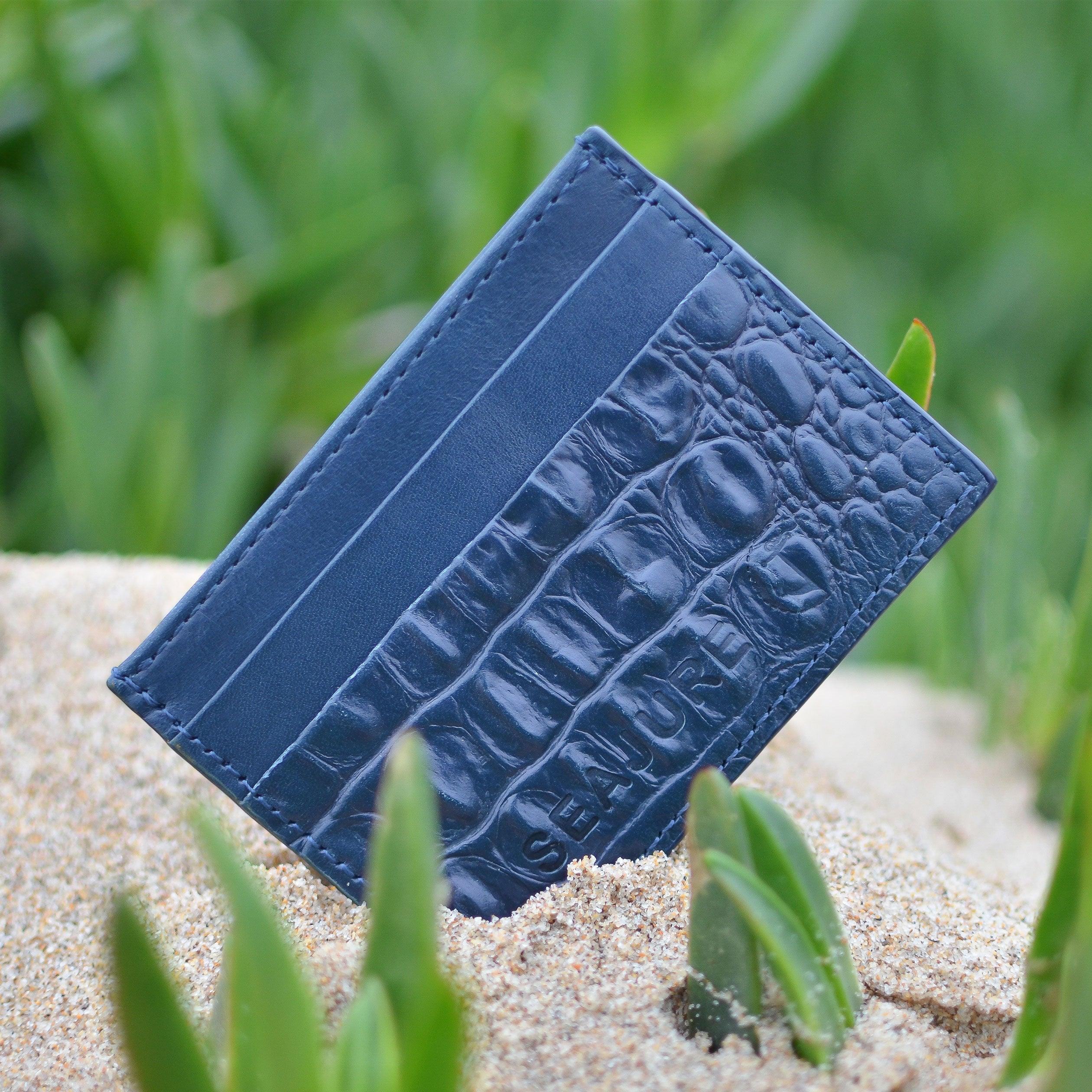 Croc Embossed Leather Card Holder