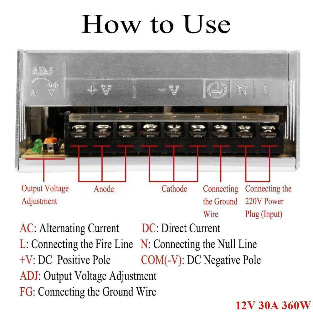 AC 100/240V to DC12V 12W -720W Regulated Switching Power Supply Led - VirtuousWares:Global
