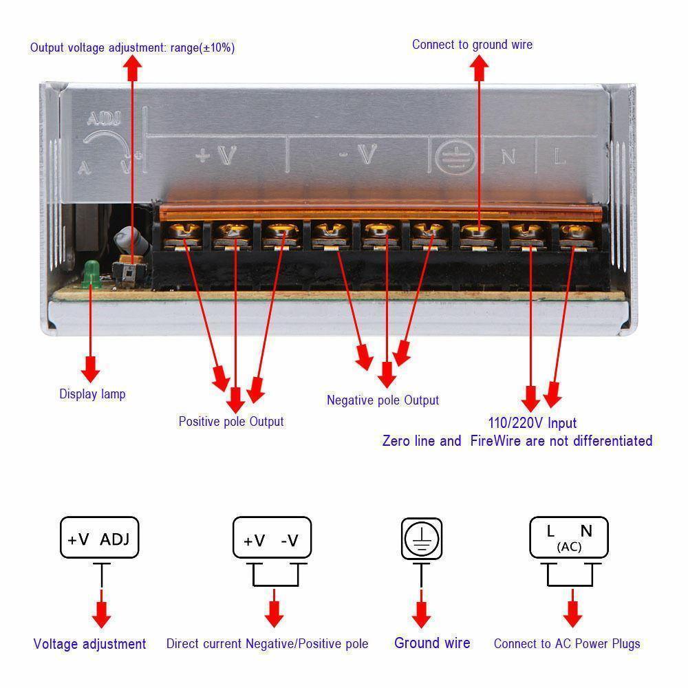 AC 100/240V to DC12V 12W -720W Regulated Switching Power Supply Led - VirtuousWares:Global