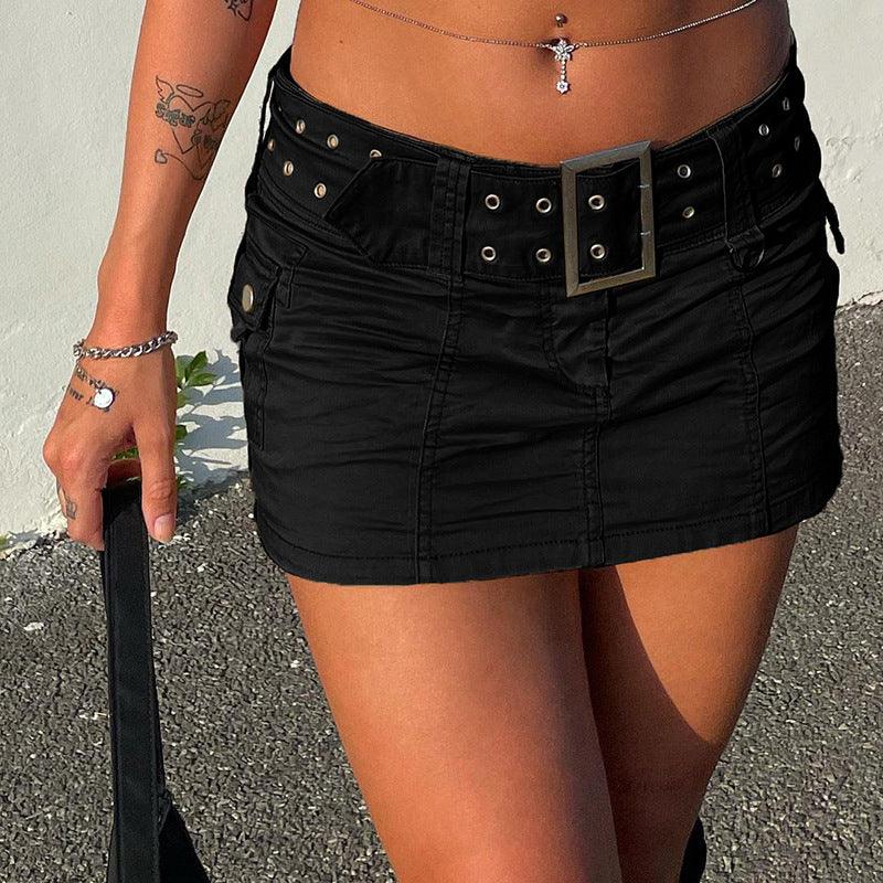 Aesthetics Basic Belted Low Waist Micro Skirt - VirtuousWares:Global