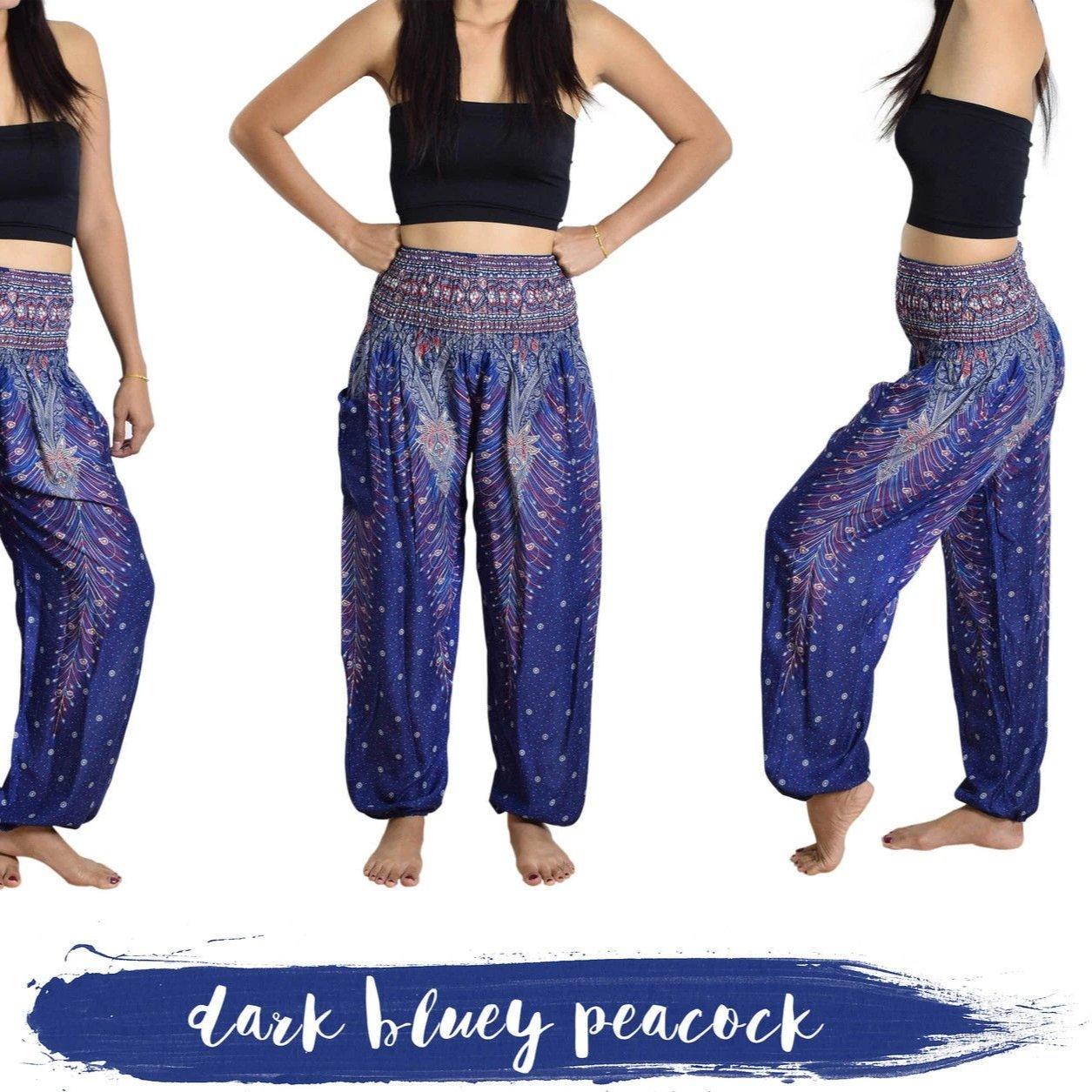 African Rayon light Peacock High waist pant - VirtuousWares:Global