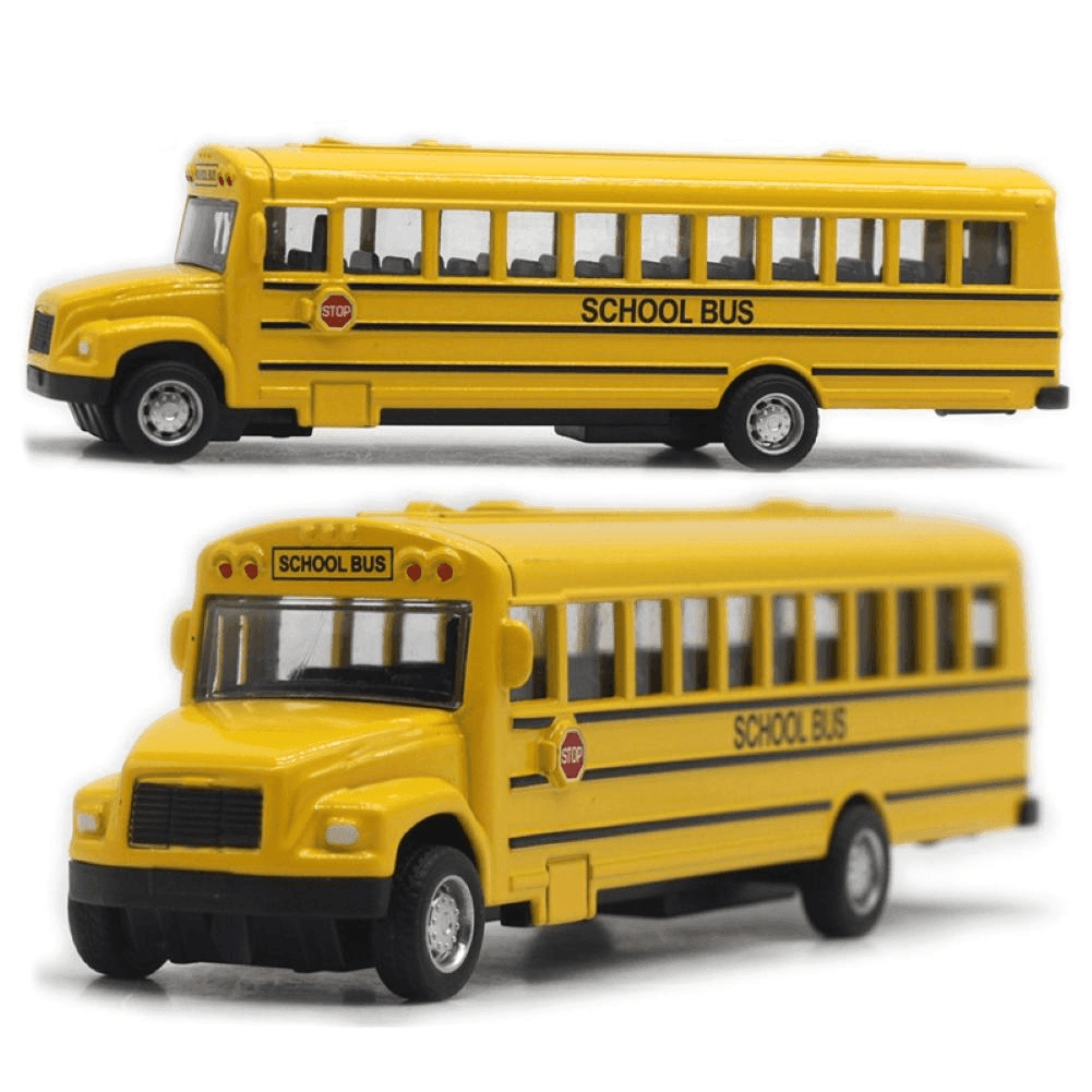 Alloy Inertial School Bus Model Car Model For Gifts Kids Boy Toys - VirtuousWares:Global