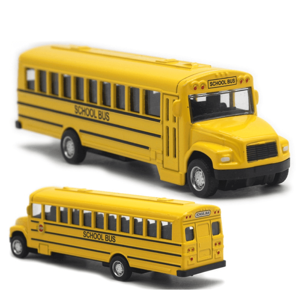 Alloy Inertial School Bus Model Car Model For Gifts Kids Boy Toys - VirtuousWares:Global