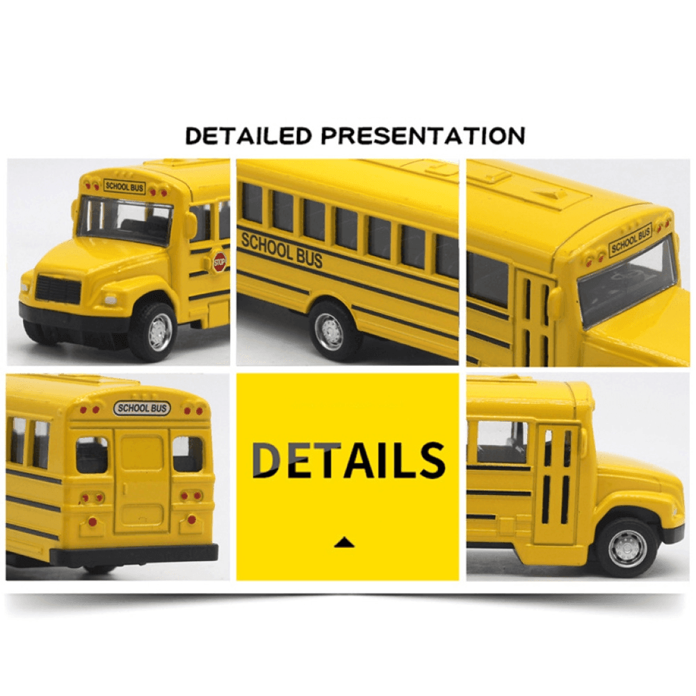 Alloy Inertial School Bus Model Car Model For Gifts Kids Boy Toys - VirtuousWares:Global