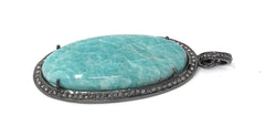 Amazonite Pendant, Gemstone Pendant, Diamond Pendant, Sterling Silver - VirtuousWares:Global