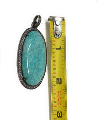 Amazonite Pendant, Gemstone Pendant, Diamond Pendant, Sterling Silver - VirtuousWares:Global