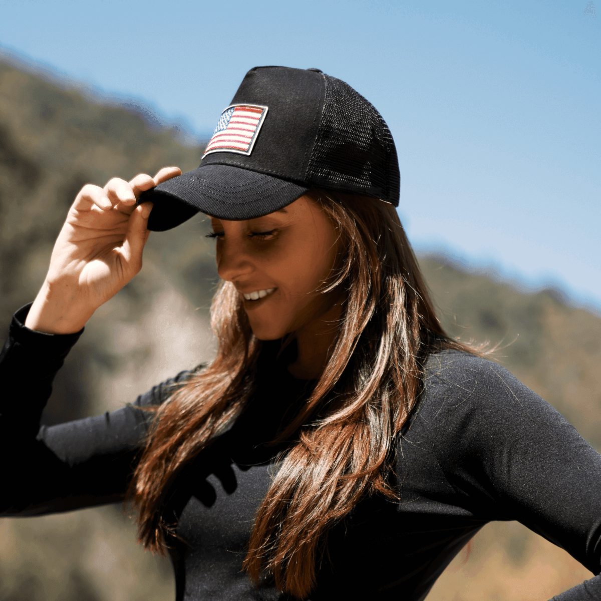 American Flag Trucker Hat with Adjustable Strap - VirtuousWares:Global