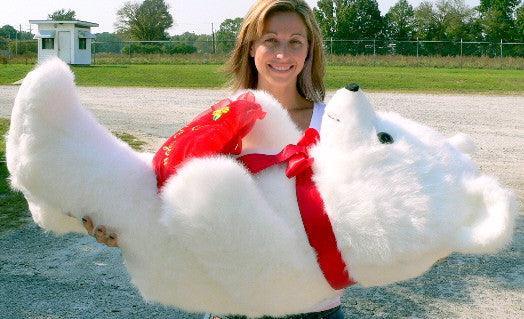 American Made Giant White Teddy Bear Holding I Love You Heart Pillow - VirtuousWares:Global
